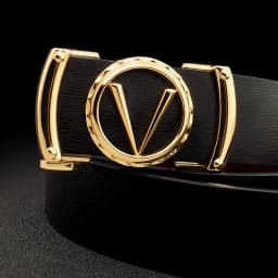 Fashion V letter Black genuine leather designer belts men HighQuality Cowskin Waist Strap Casual Automatic buckle ceinture homme
