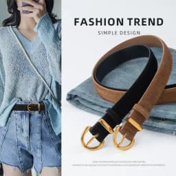 Women Luxury Design Suede Leather Belt Casual Versatile Business Waist Strap Trendy Pin Buckle Waistband