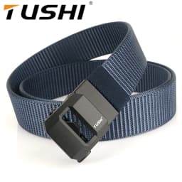 TUSHI Brand Classic High-End Elongated Thickened Men's Tactical Nylon Waist Belt Toothless Smooth Automatic Buckle Canvas Nylon