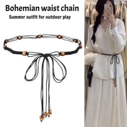 Bohemian style women's belt hand-woven beaded belt summer beach dress match