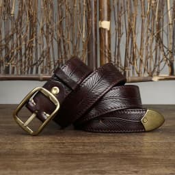 3.8CM Wide Men's Genuine Leather Cowhide Copper Buckle Casual Retro Fashion Belt Men Waistband Male Luxury Strap Cintos
