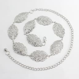 Fashion Women Metal Vintage Belt Leaf Stylish Metal Golden Silver Leaves Design Chain Belt Women's Waist Elasticity Waist Belt