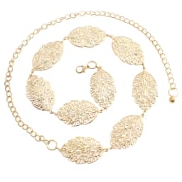 Fashion Women Metal Vintage Belt Leaf Stylish Metal Golden Silver Leaves Design Chain Belt Women's Waist Elasticity Waist Belt