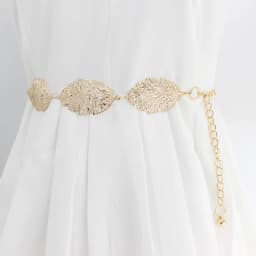Fashion Women Metal Vintage Belt Leaf Stylish Metal Golden Silver Leaves Design Chain Belt Women's Waist Elasticity Waist Belt