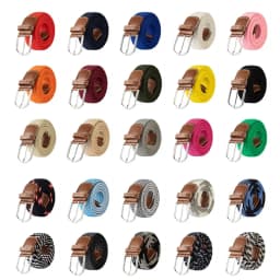 3.3cmx107cm Unisex Belt Casual Knitted Pin Buckle Men Belt Woven Canvas Elastic Braided Stretch Belts for Women