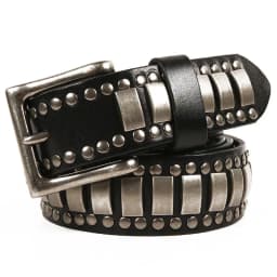Punk Rock Belts Geometry Pattern for Men Male Rivet Studded Belts First Layer of Cowskin Hip Pop Decorative Belts For Jeans