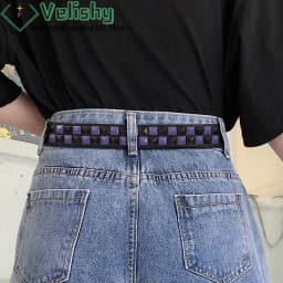 New Purple Rivet Punk Women's Belt Hip Hop Y2k Jeans Accessor Girdle Fashion Trend Pu Leather Pin Buckle Waistband Unisex
