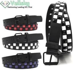 New Purple Rivet Punk Women's Belt Hip Hop Y2k Jeans Accessor Girdle Fashion Trend Pu Leather Pin Buckle Waistband Unisex