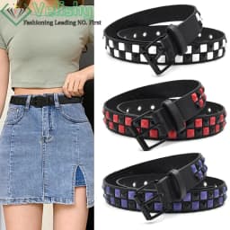 New Purple Rivet Punk Women's Belt Hip Hop Y2k Jeans Accessor Girdle Fashion Trend Pu Leather Pin Buckle Waistband Unisex