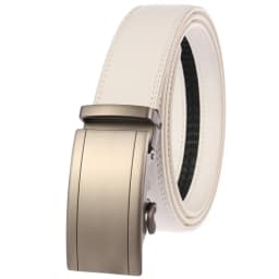 Luxury Mens Genuine Leather Belt White Cowhide Alloy Automatic Buckle Formal Belts For Men 3.5cm Width Waist Strap Male B373