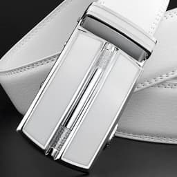Luxury Mens Genuine Leather Belt White Cowhide Alloy Automatic Buckle Formal Belts For Men 3.5cm Width Waist Strap Male B373