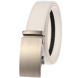 Luxury Mens Genuine Leather Belt White Cowhide Alloy Automatic Buckle Formal Belts For Men 3.5cm Width Waist Strap Male B373