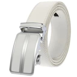 Luxury Mens Genuine Leather Belt White Cowhide Alloy Automatic Buckle Formal Belts For Men 3.5cm Width Waist Strap Male B373