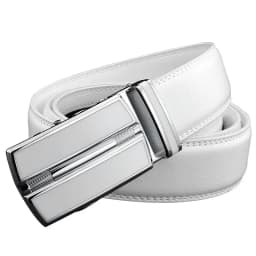 Luxury Mens Genuine Leather Belt White Cowhide Alloy Automatic Buckle Formal Belts For Men 3.5cm Width Waist Strap Male B373