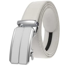 Luxury Mens Genuine Leather Belt White Cowhide Alloy Automatic Buckle Formal Belts For Men 3.5cm Width Waist Strap Male B373