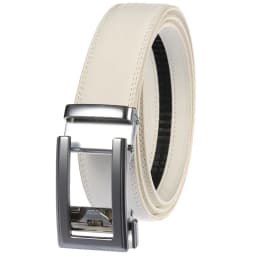 Luxury Mens Genuine Leather Belt White Cowhide Alloy Automatic Buckle Formal Belts For Men 3.5cm Width Waist Strap Male B373
