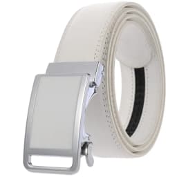 Luxury Mens Genuine Leather Belt White Cowhide Alloy Automatic Buckle Formal Belts For Men 3.5cm Width Waist Strap Male B373