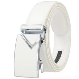 Luxury Mens Genuine Leather Belt White Cowhide Alloy Automatic Buckle Formal Belts For Men 3.5cm Width Waist Strap Male B373