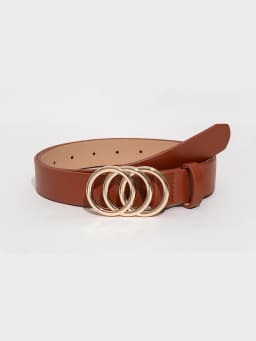 1pc women's light luxury casual multi-color three-circle metal buckle belt for jeans, a versatile decorative belt