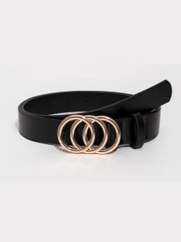 1pc women's light luxury casual multi-color three-circle metal buckle belt for jeans, a versatile decorative belt