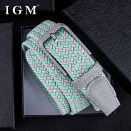 Men fashion all metal needle buckle canvas elastic elastic jeans braided belt