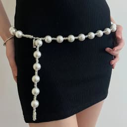 Shiny Rhinestone Pearl Waist Chain for Women Elegant Adjustable Long Body Chain Belts Dress Coat Decor Straps Fashion Accessory