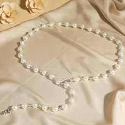 Shiny Rhinestone Pearl Waist Chain for Women Elegant Adjustable Long Body Chain Belts Dress Coat Decor Straps Fashion Accessory