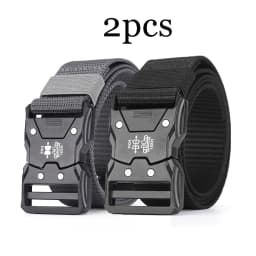 2pcs Fashion Men's Canvas Belt Simple Men's Outdoor Adventure Multi-function Belt Suitable For Youth Casual Shorts Belt