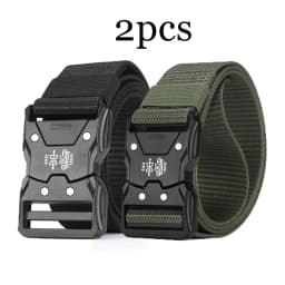 2pcs Fashion Men's Canvas Belt Simple Men's Outdoor Adventure Multi-function Belt Suitable For Youth Casual Shorts Belt