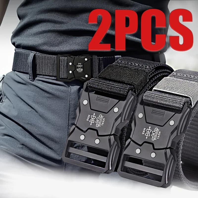 2pcs Fashion Men's Canvas Belt Simple Men's Outdoor Adventure Multi-function Belt Suitable For Youth Casual Shorts Belt