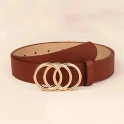 1PC Women's Belt Trend Triple Round Buckle Belt Simple Versatile Youth Belt PU Leather Belt Paired with Jeans Dress Ladies Belts