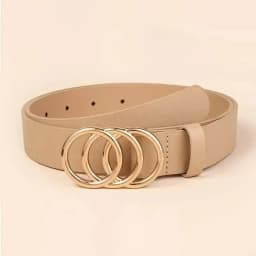 1PC Women's Belt Trend Triple Round Buckle Belt Simple Versatile Youth Belt PU Leather Belt Paired with Jeans Dress Ladies Belts