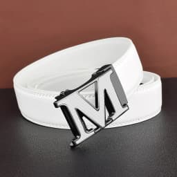 High Quality M Letter White Men Designer Shapes Luxury Brand Automatic Belt Buckle Cow Cow Cow Wait Blood Die