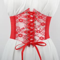 Transparent Lace Wide Corset Waist Belt Flower Embroidery Waistband Strap Stretchy Decorative Black White Red Body Shapewear