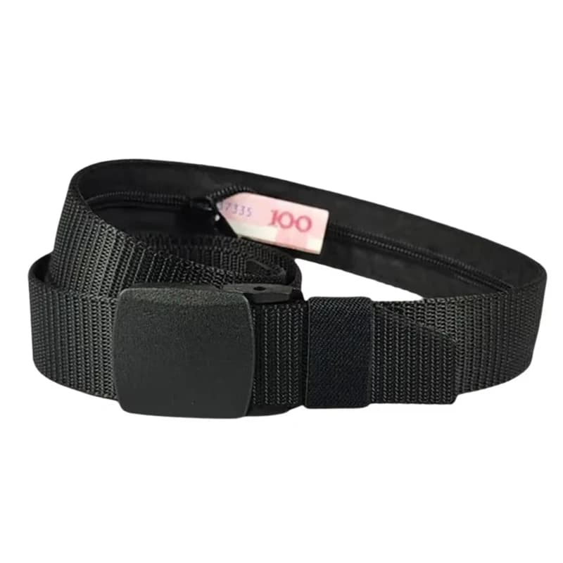 Men Travel Anti Theft Belt Nylon Waist Strap with Zipper Hidden Secret Money Pocket Outdoor Safety Belt for Daily Use 6 Color