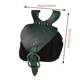 Medieval Waist Bag Retro PU Leather Elf Leaf Copper Coin Waist Bag Belt Accessories Renaissance Dress Belt Waist Bag Props