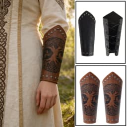 Medieval PU Leather Gauntlet Wristband Medieval Arm Bracers Punk Bracer Wrist Guards for Halloween Warrior Knight Photo Belt