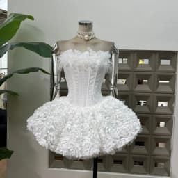Sexy Strapless Floral Ruffles A Line Mini Dresses for Women Elegant Sleeveless Backless Slim Gowns Party Birthday Cocktail Dress