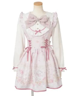 2025 Japanese Sweet Lolita Kawaii Dress Women Spring Printed Bow Fake Two Piece Dress Female Korea Style Design Party Clothing