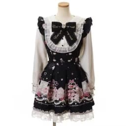 2025 Japanese Sweet Lolita Kawaii Dress Women Spring Printed Bow Fake Two Piece Dress Female Korea Style Design Party Clothing