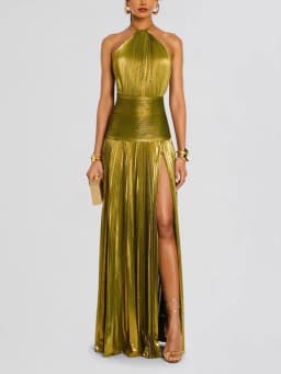 Sleeveless Backless Dress with Sash Neck Hanging Split Design Formal Gown Women's Fashion Spring Summer Autumn Winter Dress