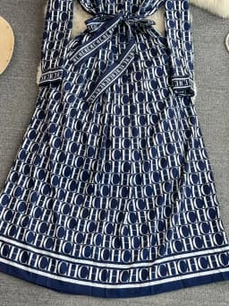 Elegant A-Line Printed Shirt Dress Long Sleeve Turn-down Collar Slimming Waist High Waist Korean Style Spring Autumn Dress