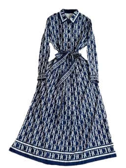 Elegant A-Line Printed Shirt Dress Long Sleeve Turn-down Collar Slimming Waist High Waist Korean Style Spring Autumn Dress