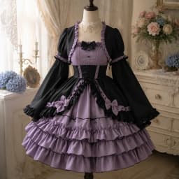 Lolita Kawaii Y2k Long Sleeve Strap Dress Japanese Knee-Length Women Elegant Lace Bow Patchwork Ball Gown Sweet All Season