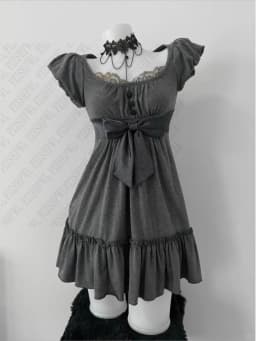 Women Grim Dress Gothica Classic Harajuku Aesthetic Frock Tide Fashion Y2K Clothing Vintage Chic Korean Slim Short-sleeve dress