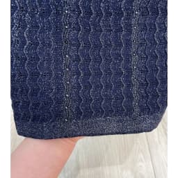 Women Diamond Embellished Sparkling Knitted Dress Hollow Out Elegant Female O-Neck Navy Blue Single Breasted Knit Midi Robe
