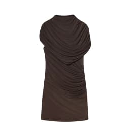 Elegant Mesh Shawl Short Dress Women Pleated Half High Collar Sleeveless Female Dresses 2026 Spring Lady Chic Party Gowns New