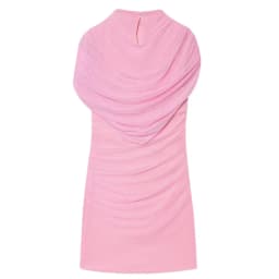 Elegant Mesh Shawl Short Dress Women Pleated Half High Collar Sleeveless Female Dresses 2026 Spring Lady Chic Party Gowns New