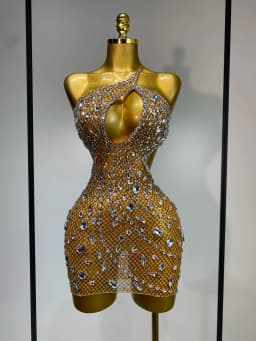 Sexy Sparkly Diamond Backless Short Dress 2025 Women Sleeveless Mesh See Through Evening Birthday Gown Singer Stage Outfit