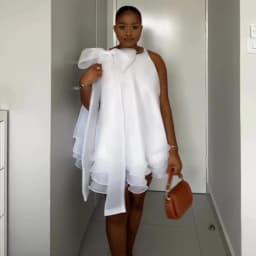 Elgant Party Evening Mini Dress for Women's Sleeveless Ruffle Bowneck White Chiffon Wedding Guest Beach Summer Dress 2026